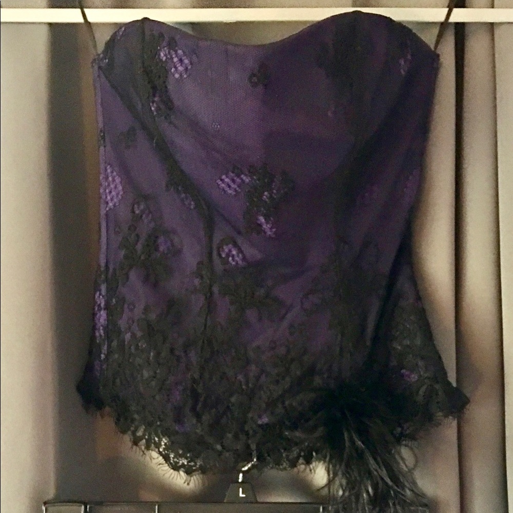 Strapless Purple & Lace Bustier w/Panties